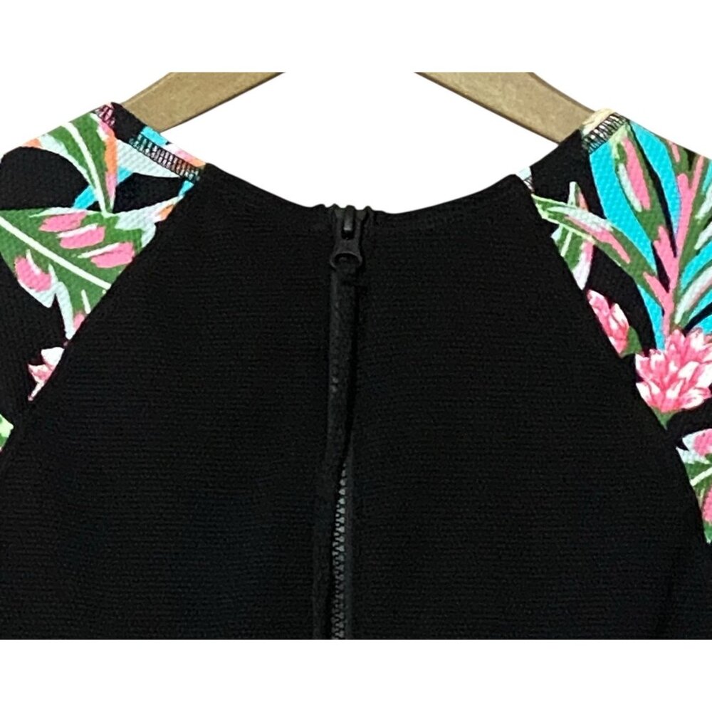 Hurley Long Sleeve One Piece Swimsuit XL Black Floral Rash Guard NWT - Picture 5 of 9